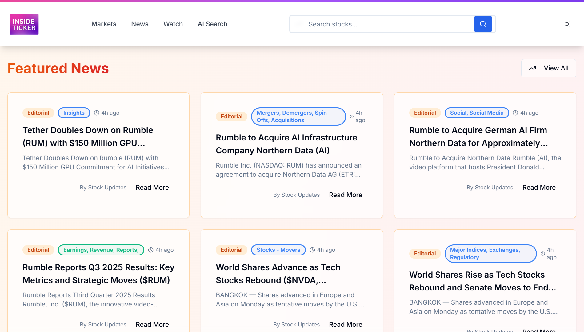 Inside Ticker Features